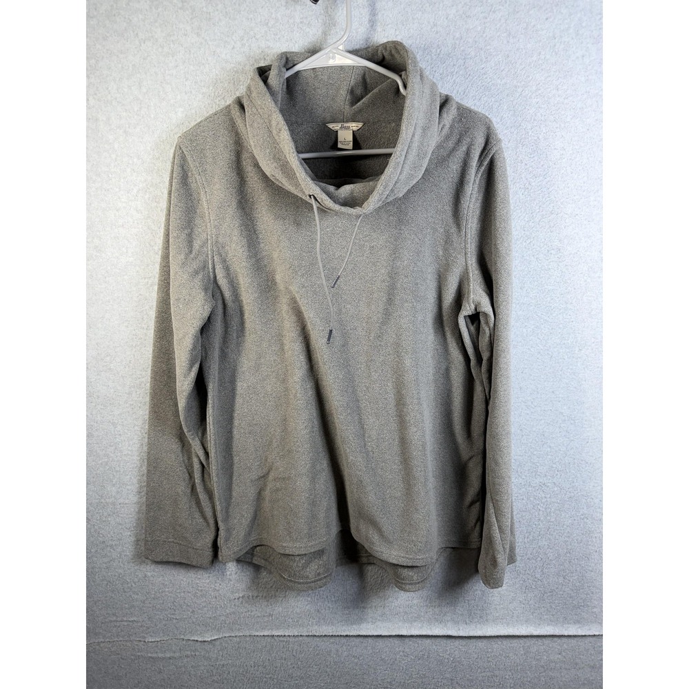Bass Hoodie Womens Large Gray Fleece Cowl Neck Long Sleeve Pullover Top